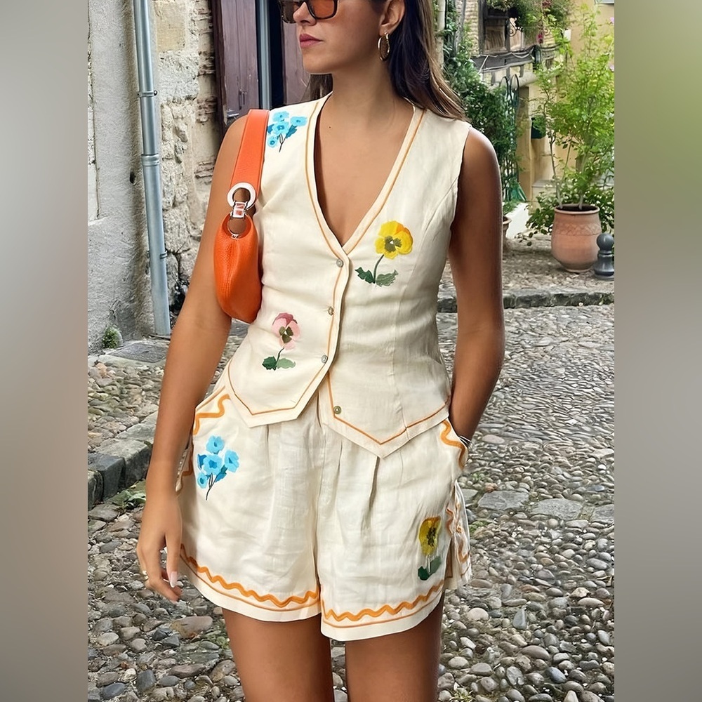 Commense Floral Print Tank Shorts Set - Picture 2 of 5